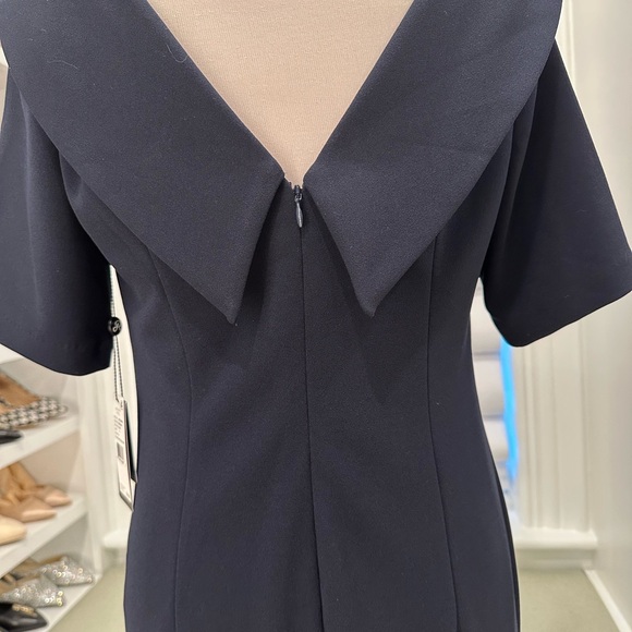 NWT Adrianna Papell short sleeve roll neck thigh high slit midnight gown sz 8 - Picture 4 of 4